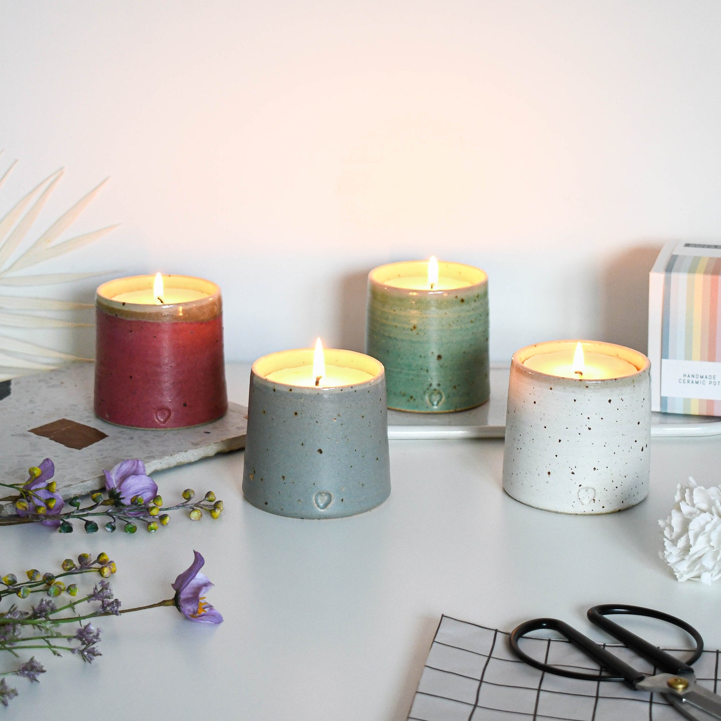 Speckled Clay Candle Pot with Refill-Satin Grey