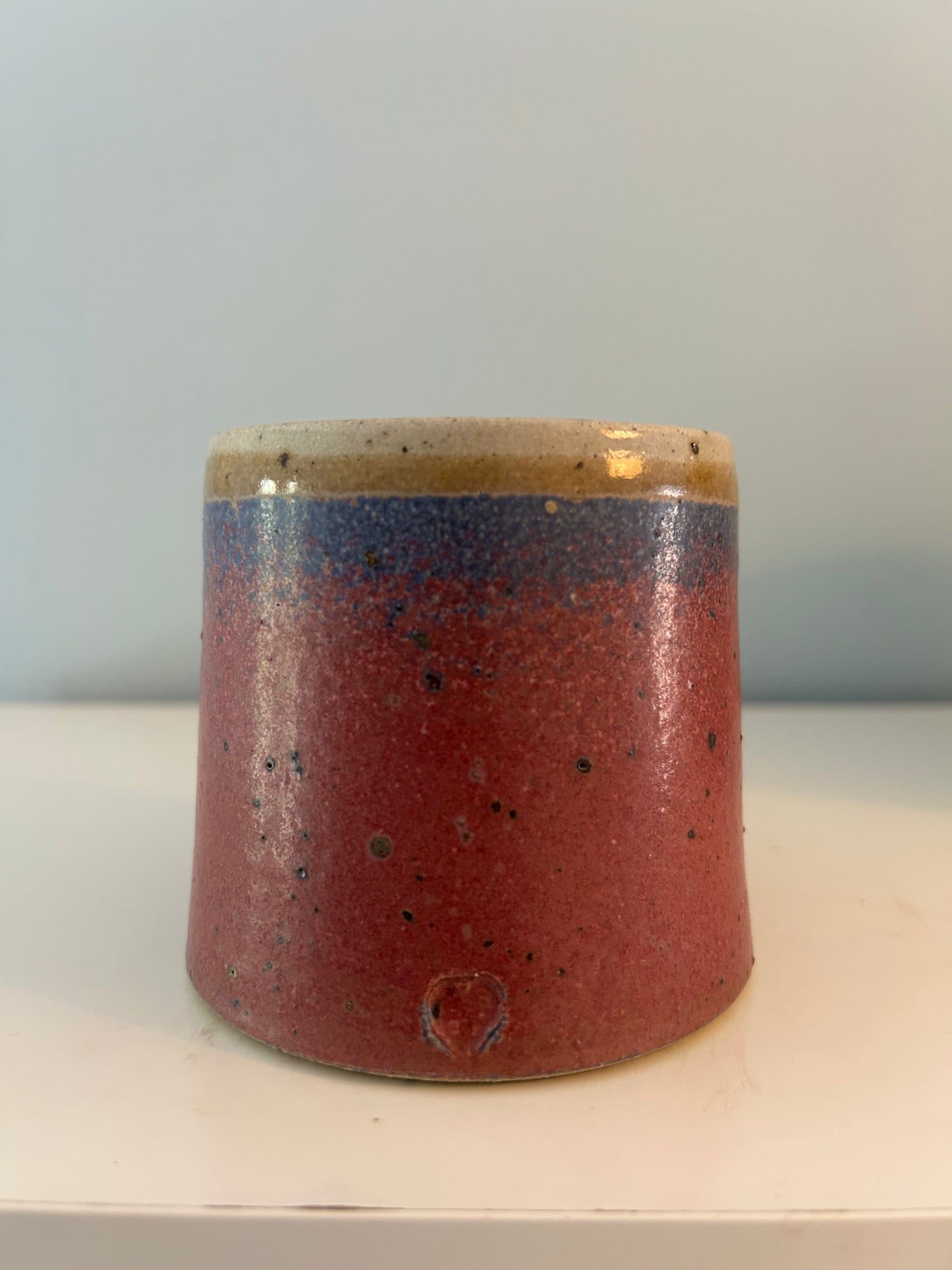 Speckled Clay Candle Pot with Refill-Raspberry